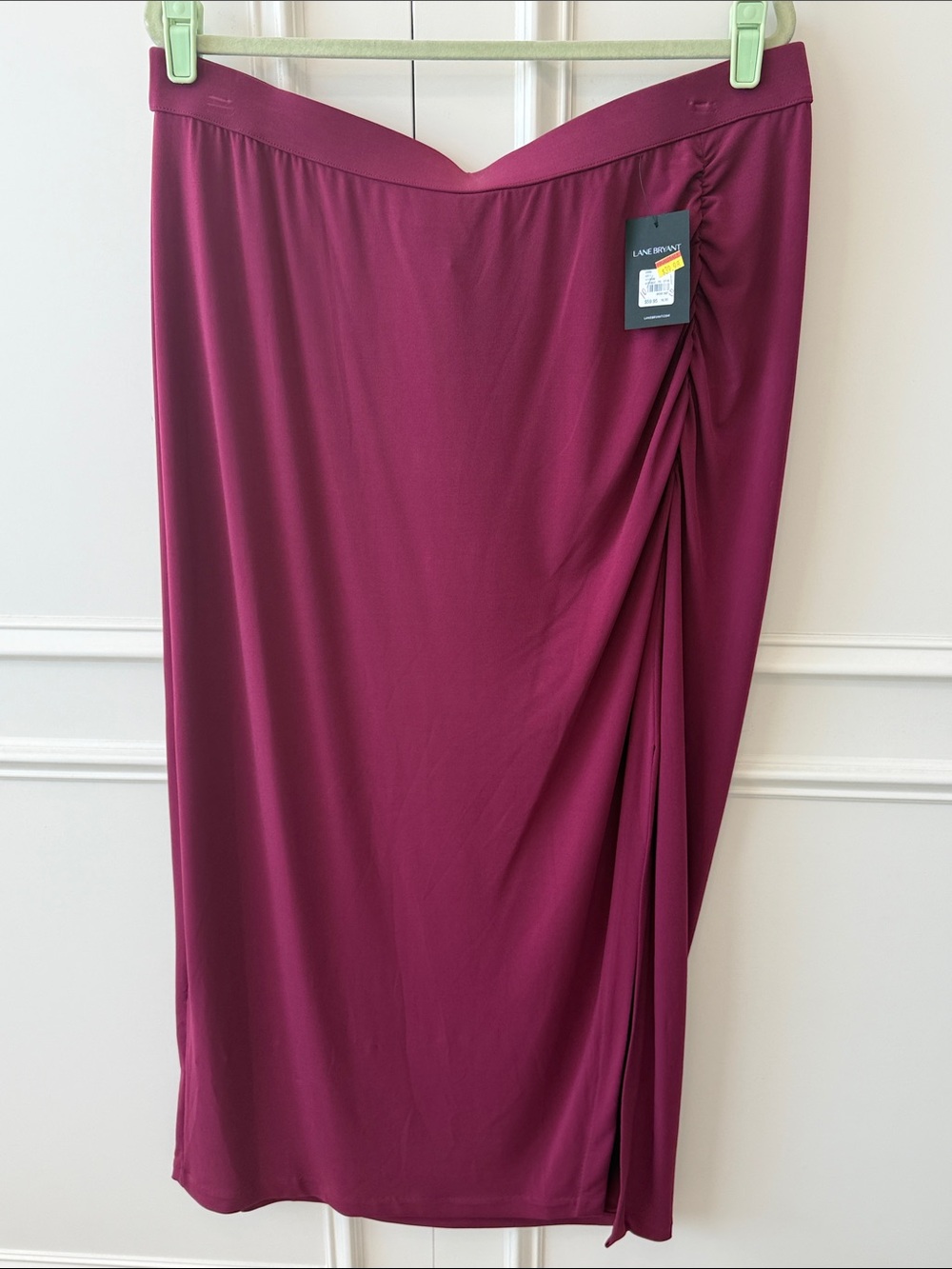 Lane Bryant Berry V-Waist Draped Midi Skirt